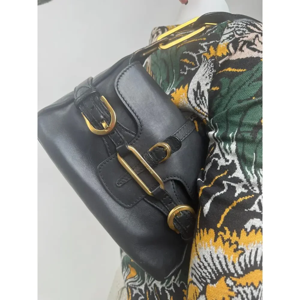 Jimmy Choo Tulita Black Leather Gold Hardware Shoulder Bag